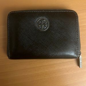 Tory Burch Pewter metallic zip around wallet